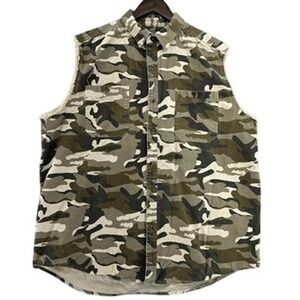 CE Schmidt Workwear Camo Sleeveless Battle Vest Shirt Cotton Camouflage SZ XL